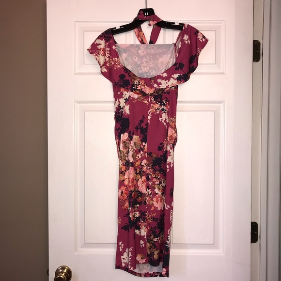 Asos maternity Floral twist ruffle pencil dress S - Picture 6 of 8